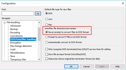 3. Disable Line Terminator Conversion