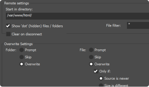 Configurable sessions and options - UltraFTP